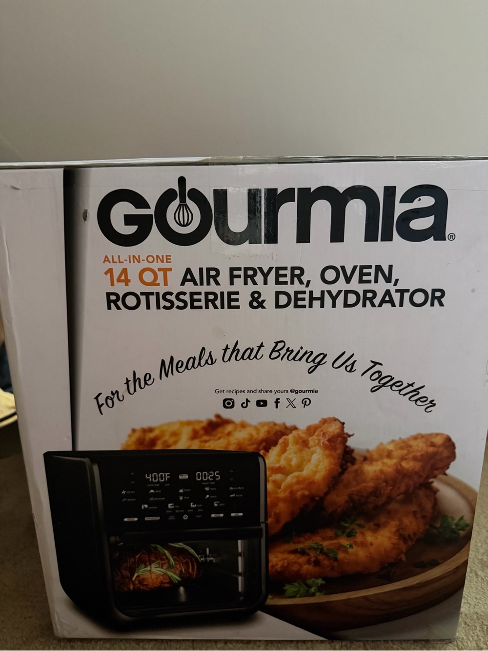 14 QT All-in-One Black Air Fryer Oven, Rotisserie & Dehydrator